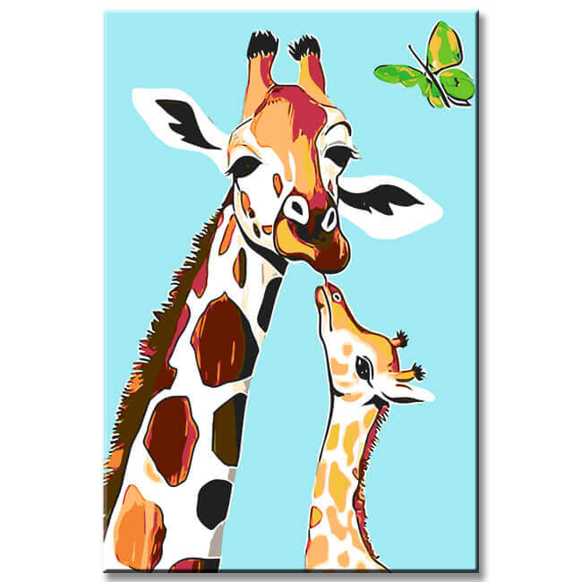 Malen nach Zahlen Giraffe mit gebogenem Hals