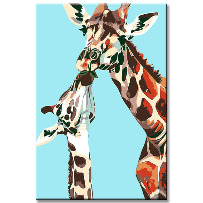 Malen nach Zahlen Aquarell Giraffe Mutter und Kind Versand aus DE