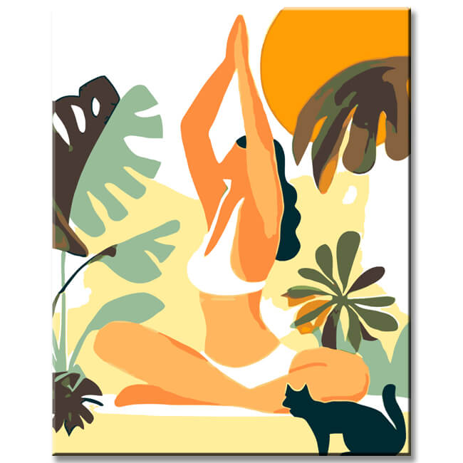 Paint by Numbers Abstract Art Tropical Yoga Shipping from DE