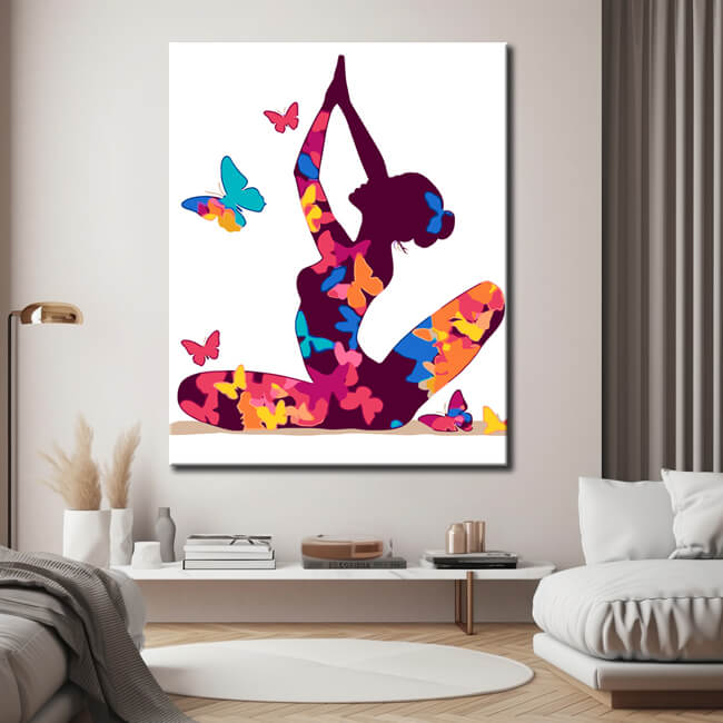 Malen nach Zahlen Schmetterlinge Yoga Kunst