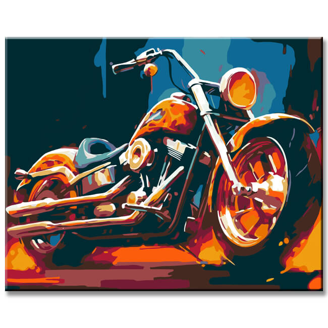 Biker-Welt im Kunststil - Malen nach Zahlen