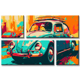 Malen nach Zahlen VW Beetle Kreativbild I 4-teilig