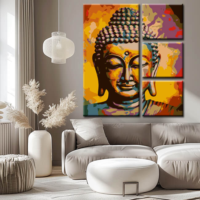 Malen nach Zahlen Goldener Buddha 4-teilig