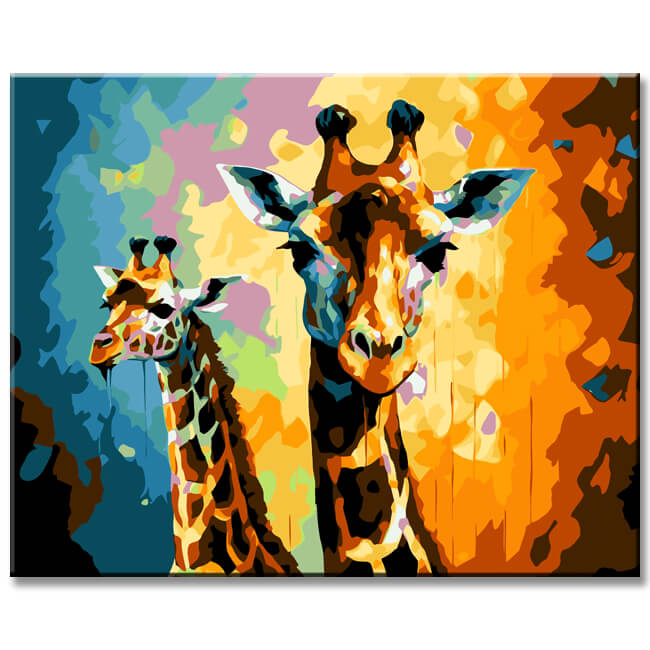 Baby-Giraffe im Afremov-Stil - Malen nach Zahlen