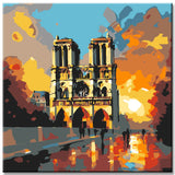 Malen nach Zahlen Notre Dame Paris Sonnenaufgang