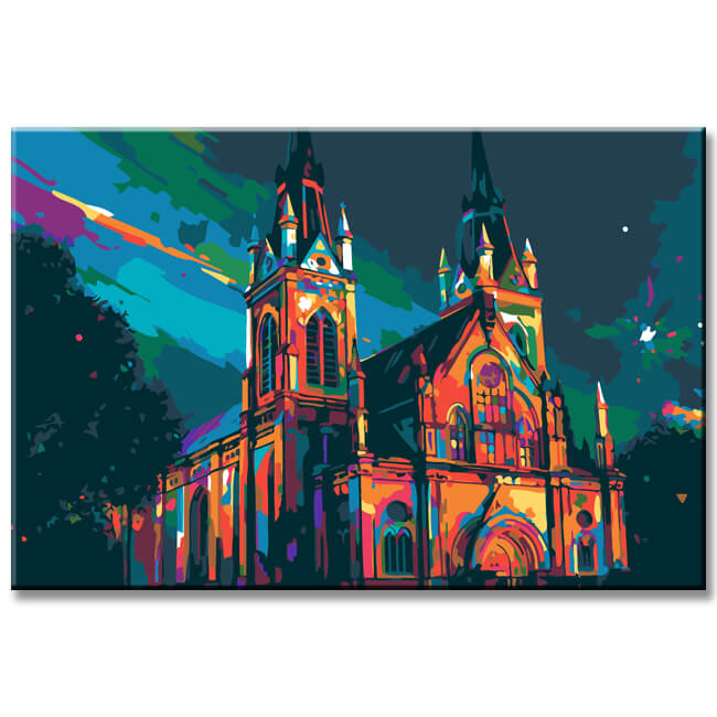 Illustration Kirche Malen nach Zahlen