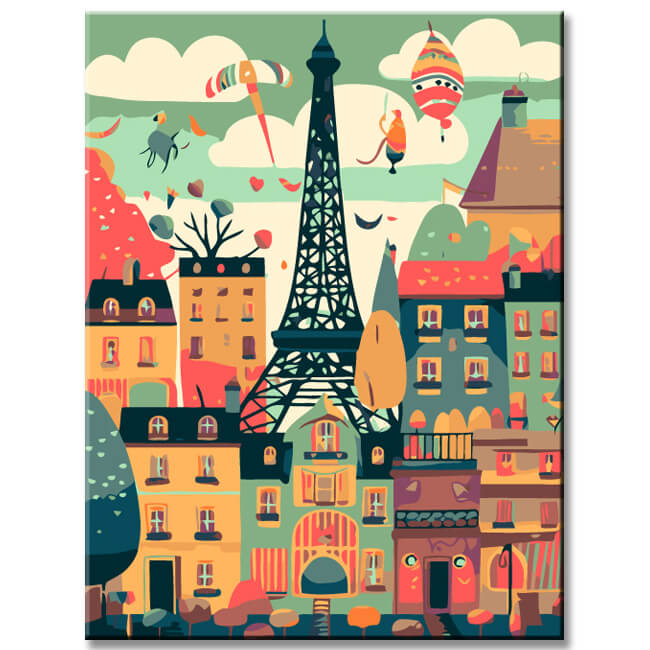 Malen nach Zahlen Illustration Paris Eiffel Turm