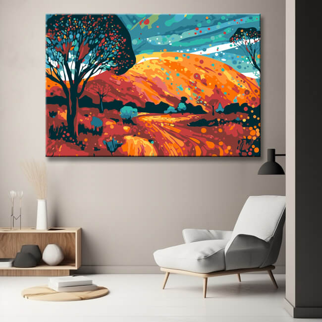 Farbenfrohe Illustration Uluru Ayers Rock Malen nach Zahlen