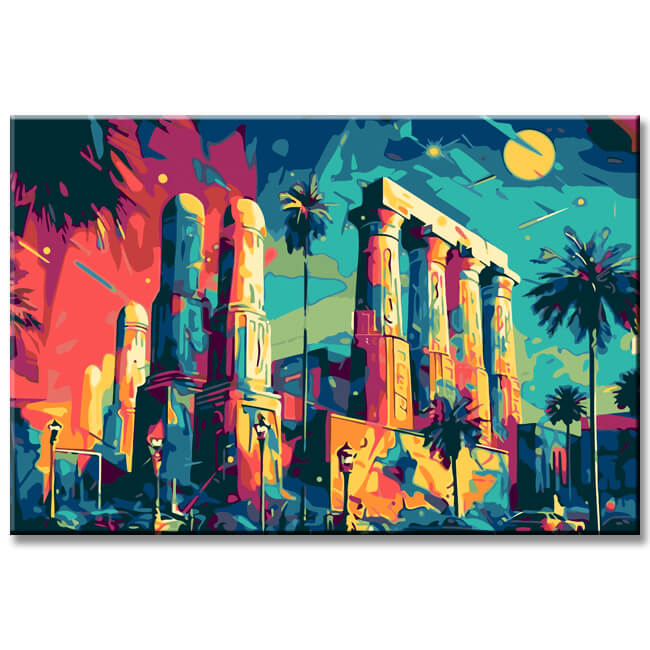 Farbenfrohe Illustration Luxor Temple Malen nach Zahlen