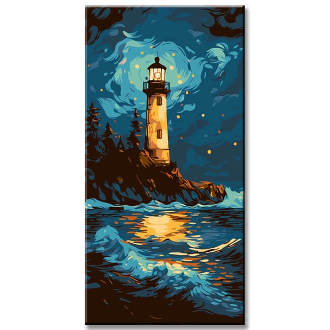 Malen nach Zahlen Leuchtturm bei Nacht