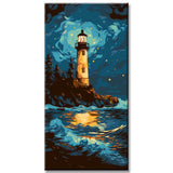 Malen nach Zahlen Leuchtturm bei Nacht