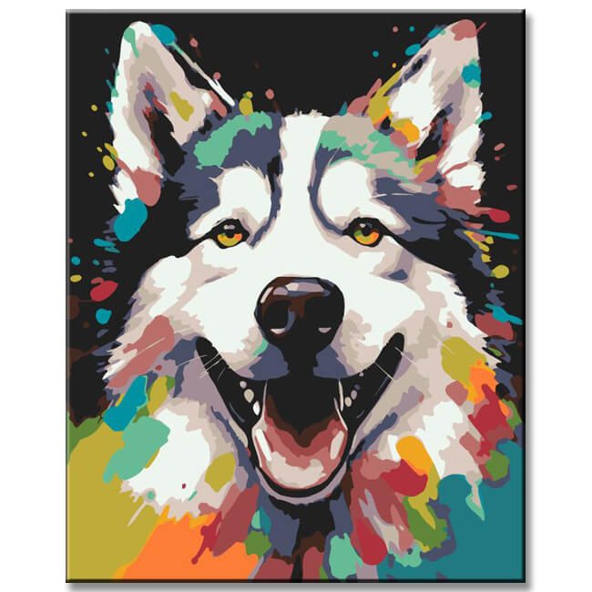 Husky Hund Pop Art - Malen nach Zahlen