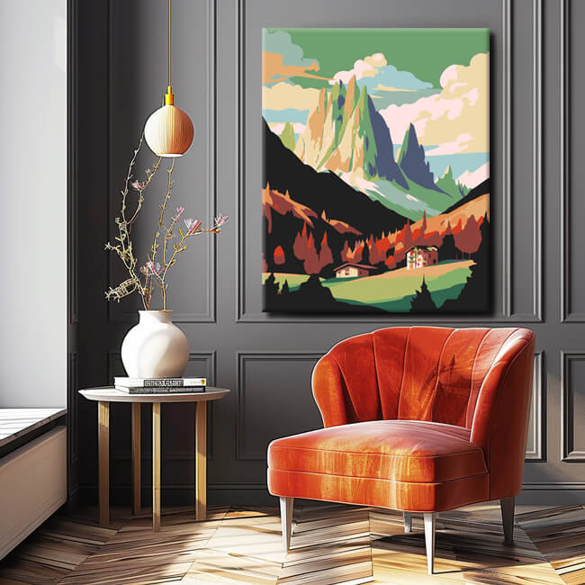 Malen nach Zahlen Malerei Dolomiten