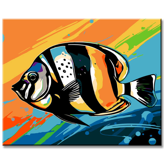 Bannerfisch im Pop-Art-Stil - Malen nach Zahlen