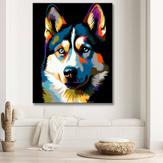 Malen nach Zahlen - Siberian Husky - Exklusives Kunstset bei uns