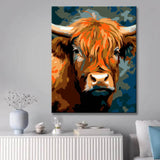 Highland Cattle im Picasso-Stil  Malen nach Zahlen