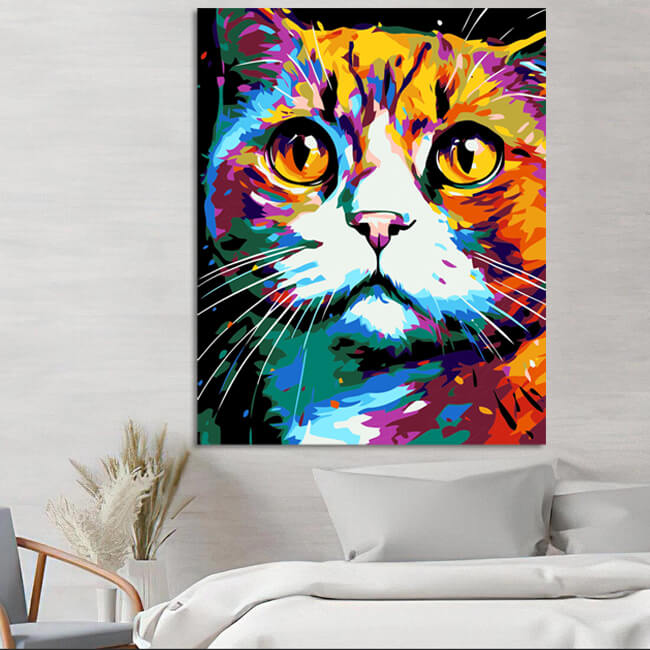 Malen nach Zahlen Scottish Fold Katze im Stil von Picasso | DIY Kunst-Set