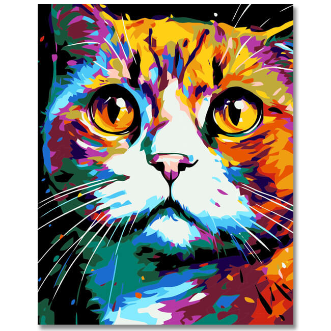 Malen nach Zahlen Scottish Fold Katze im Stil von Picasso | DIY Kunst-Set