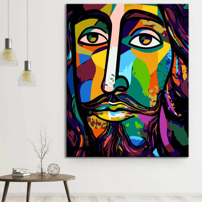 Digitale Malen nach Zahlen Vorlage - Jesus Christus im Picasso Stil