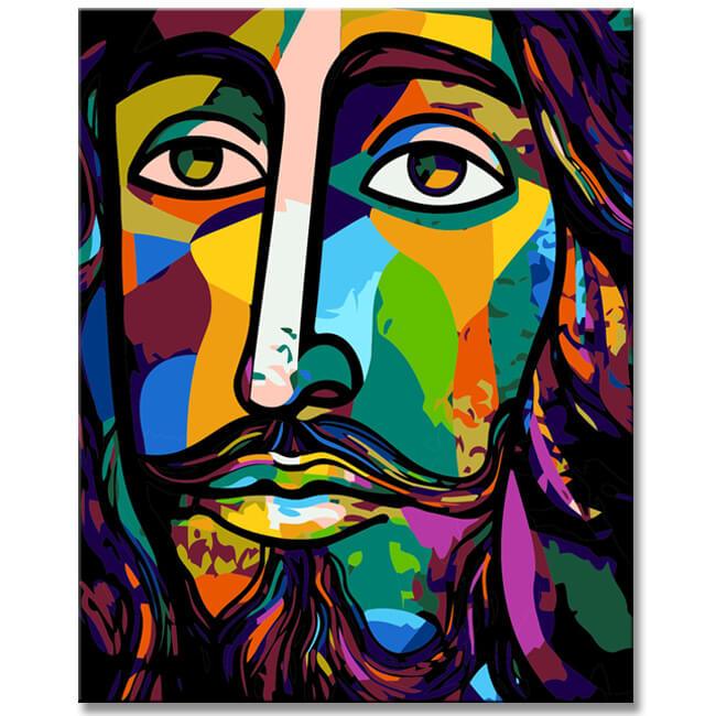 Digitale Malen nach Zahlen Vorlage - Jesus Christus im Picasso Stil