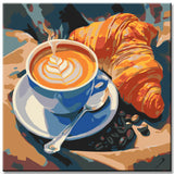 Malen nach Zahlen Kaffee und Croissant