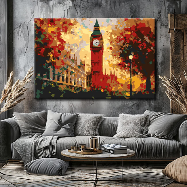 Malen nach Zahlen Herbststimmung London Big Ben