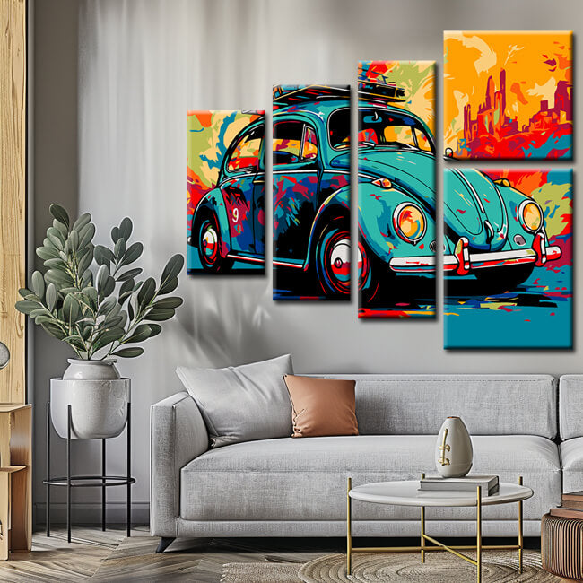 Malen nach Zahlen Illustration Volkswagen Käfer 5-teilig