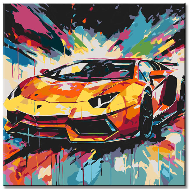 Lamborghini Modern Art Malen nach Zahlen