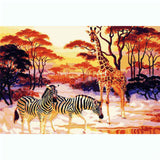 Malen nach Zahlen afrika zebras und giraffe