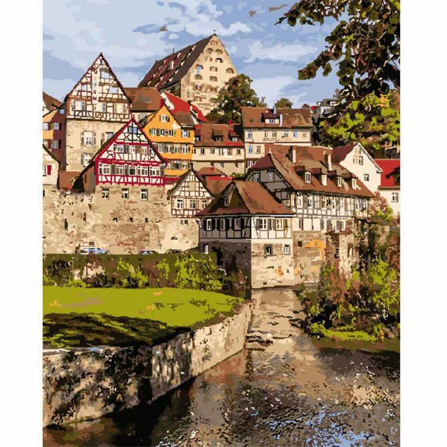 Malen nach Zahlen Schwäbisch Hall Fachwerk Altstadt