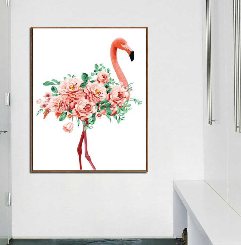 Malen nach Zahlen rosen flamingo