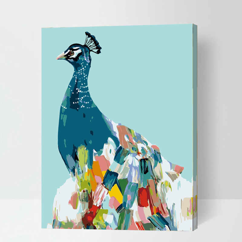 Malen nach Zahlen für Erwachsene Pfau hellblau