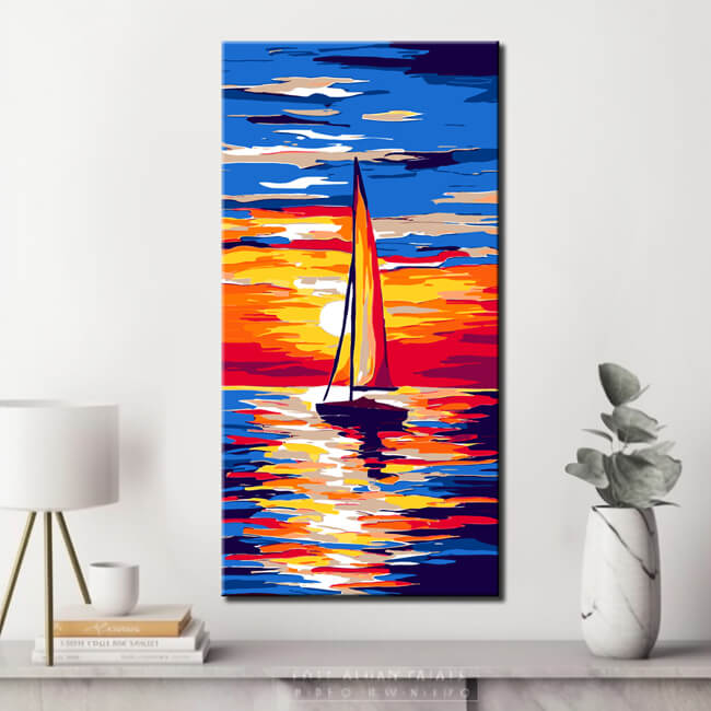 Malen nach Zahlen Segeln im Sonnenaufgang