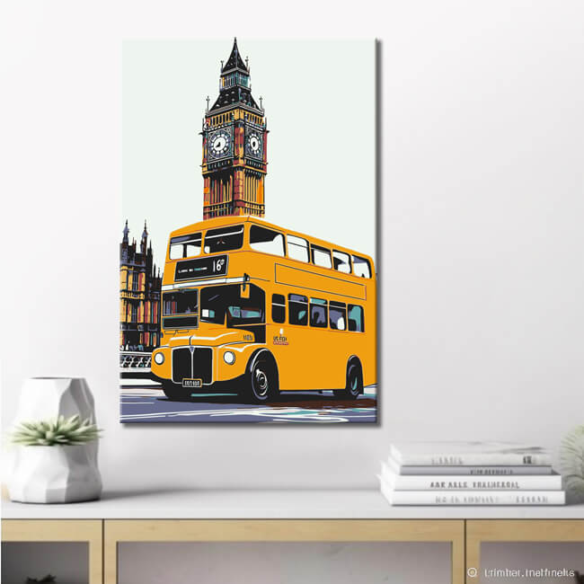 Malen nach Zahlen London Bus gelb Big Ben