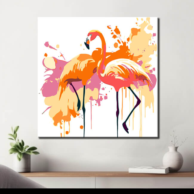 Malen nach Zahlen Tiere Flamingos Farbexplosion