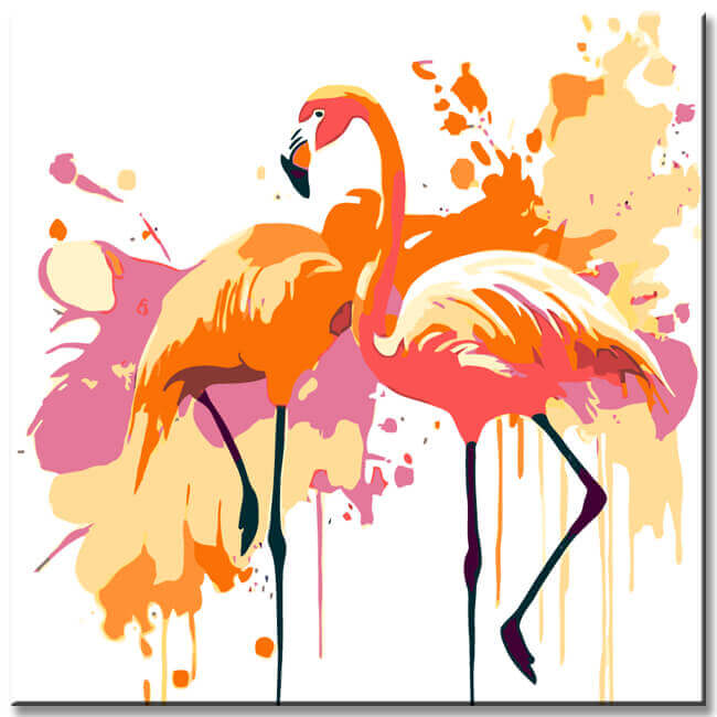 Malen nach Zahlen Tiere Flamingos Farbexplosion