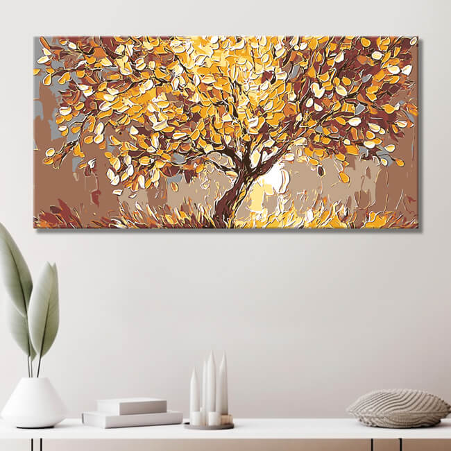 Malen nach Zahlen goldgelb Baum