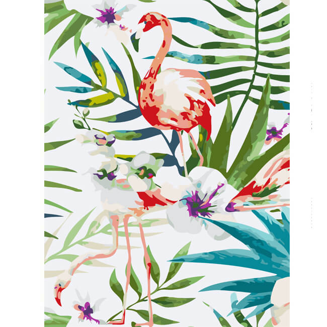 Malen nach Zahlen Tiere Flamingo Blumen