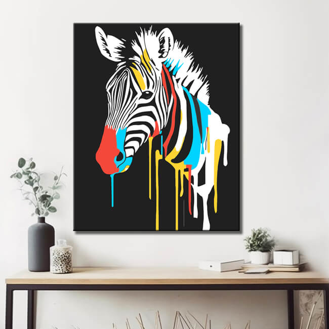 Malen nach Zahlen Tiere Zebra Kleckse