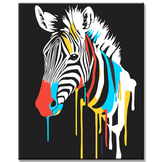 Malen nach Zahlen Tiere Zebra Kleckse