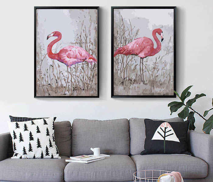 Malen nach Zahlen Flamingo am Ufer