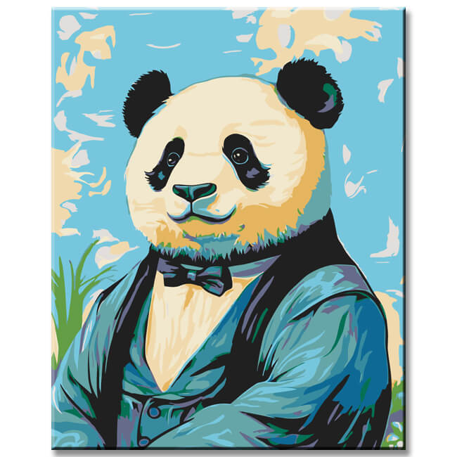 Malen nach Zahlen Panda im Anzug