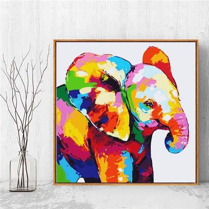 Malen nach Zahlen Kleiner Elefant Portrait Moderne Tierkunst