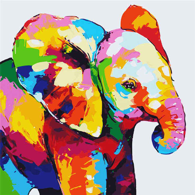 Malen nach Zahlen Kleiner Elefant Portrait Moderne Tierkunst